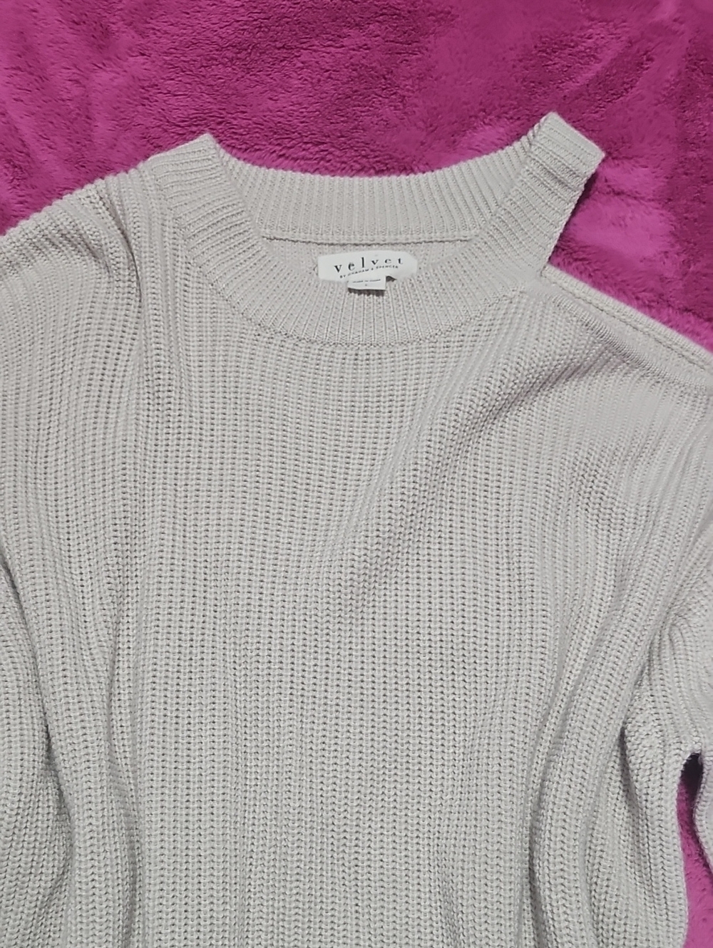 Velvet cream crew neck waffle knit sweater L